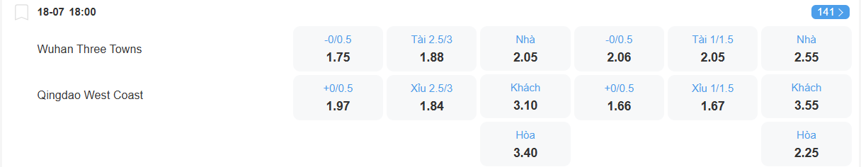 Tỉ lệ kèo Wuhan Three Towns vs Qingdao West Coast nhan-dinh-soi-keo-wuhan-three-towns-vs-qingdao-west-coast-luc-18h00-ngay-18-7-2025-2